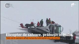 Elicopter de salvare, prăbușit în Italia. Toti cei șase oameni aflați la bordul elicopterului au murit