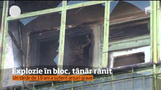Un tânăr de 19 ani a scapat cu viaţă ca prin minune, dupa ce o explozie puternică s-a produs în apartamentul în care locuia