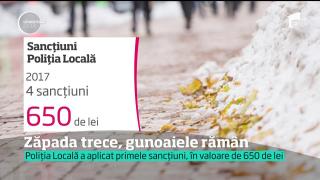 Peisaj DEZOLANT! Zăpada trece, gunoaiele rămân pe trotuare