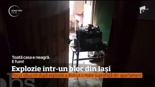 Explozie într-un bloc din Iaşi. E posibil ca focul să fi fost declanşat de o combină muzicală uitată în priză