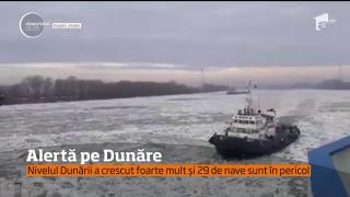 Alertă pe Dunăre! Nivelul fluviului a crescut foarte mult și 29 de nave sunt în pericol