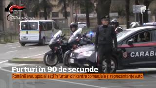 Furturi în doar 90 de secunde! Români arestaţi în Italia, după ce dădeau spargeri la minut în marile magazine şi în reprezentanţe auto (VIDEO)