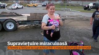 MIRACOL! O mamă şi copilul ei au supravieţuit după maşina lor a fost luată pe sus de tornadă (VIDEO)