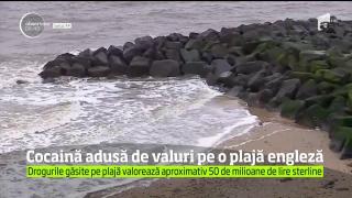 Cocaină în valoare de 50 de milioane de lire sterline a fost adusă de valuri pe o plajă engleză