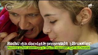 Prezentare de modă inedita la Bruxelles: Manechinele au defilat în rochii de ciocolată