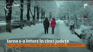 Iarna s-a întors! În mai multe județe din țară, zăpada s-a așternut din nou în strat gros
