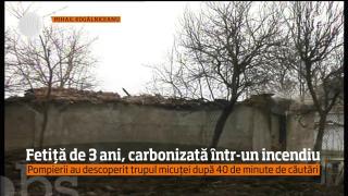 Fetiţă de 3 ani, găsită CARBONIZATĂ! Casa în care se afla cu mama şi sora ei de 10 luni a fost distrusă de foc (VIDEO)