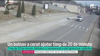 INDIFERENŢA POATE UCIDE! Ce a păţit un bărbat căzut chiar în faţa Primăriei, cu o semipareză!
