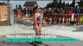 Concurs inedit în costume de baie, pe pârtie