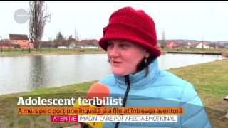 INCONŞTIENŢĂ! Un puşti a mers pe braul unei macarale, la 30 de metri, neasigurat, şi s-a mai şi filmat, la Oradea