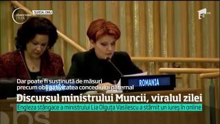 Discursul în engleză al ministrului Muncii, Lia Olguţa Vasilescu, VIRALUL ZILEI pe reţelele de socializare!