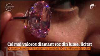 Cel mai valoros DIAMANT ROZ din lume va fi scos la licitaţie. Care este preţul valoroasei bijuterii