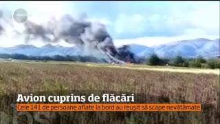 Avion cu 141 de persoane la bord, ÎN FLĂCĂRI la aterizarea pe un aeroport din centrul statului Peru (VIDEO)