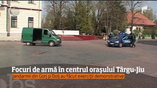 Luare de ostatici la Târgu-Jiu! Din fericire, este vorba doar de un exerciţiu demonstrativ al jandarmilor