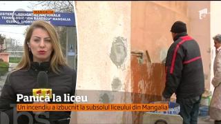 Momente de PANICĂ la un liceu din Mangalia, după ce subsolul clădirii a luat foc! (VIDEO)