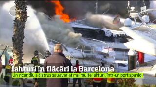 Patru iahturi de lux, mistuite de flăcări într-un port de lângă Barcelona (VIDEO)
