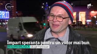 Împarte speranța. Îmbrăcat cu haine ponosite, dar generos din cale afară, încearcă să le aline suferinţa oamenilor străzii