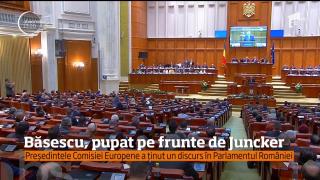 Imagini SPECTACULOASE în această dimineaţă în PARLAMENT! Jean-Claude Juncker l-a pupat pe frunte pe Traian BĂSESCU