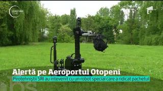 Intervenţie specială cu ROBOTUL TEO, pe aeroportul Henri Coandă. Un pachet suspect a fost găsit lângă un coş de gunoi