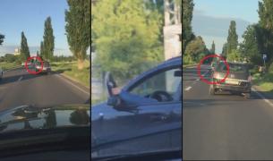 Se crede Regele Șoselelor? Un șofer care conducea CU UN PICIOR PE GEAM, filmat de reporterii Observator