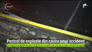 Un şofer de 19 ani a făcut praf o conductă de gaze, la Sinaia!