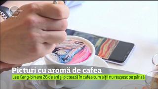Un barman a inventat pictura în cafea! La numai 26 de ani, are sute de mii de fani şi predă cursuri de creaţie artistică în cafea