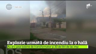 Momente de panică în Craiova! FLĂCĂRI URIAŞE la o hală de transformatoare de curent electric, după ce un cuptor plin cu ulei a explodat (VIDEO)