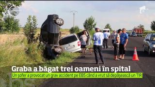 GRAV ACCIDENT la Buzău, provocat de un chinez de 24 de ani care a depăşit un TIR într-o zonă în care drumul era în lucru