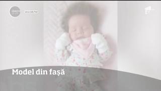 Are doar patru luni şi este deja în centrul atenţiei oriunde s-ar afla! O fetiţă face furori cu părul său des şi frumos