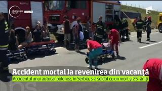 Clipe de groază în vacanţă! Un mort şi 25 de răniţi, după ce un autocar plin cu turişti s-a răsturnat în Serbia (VIDEO)