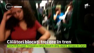 Încă un tren CFR rămâne în drum! Călătorii unei curse Bucureşti-Timişoara au petrecut TREI ORE în câmp (VIDEO)