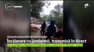 Confruntare sângeroasă în Argeş. Jandarmii s-au luptat cu localnici care furau lemne. Scandalul a fost transmis în direct, pe Facebook