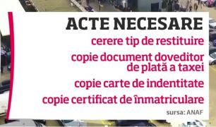 Start pentru recuperarea taxei auto! Ce acte sunt necesare şi care e calendarul restituirilor