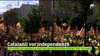 Un milion de catalani au ieşit în stradă, într-un marş impresionant pentru a cere independenţa regiunii!