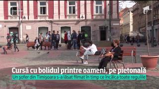 Un tânăr a provocat haos în centrul oraşului Timişoara. A intrat cu maşina în mulţime, pe străzile pietonale. Putea face multe victime