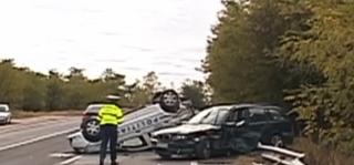 Un accident mai puţin obişnuit s-a încheiat la un pas tragedie, pe Drumul Naţional 65, care leagă Piteştiul de Slatina
