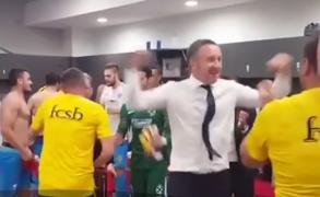 Imagini din vestiarul FCSB, după victoria din Israel