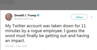 Un angajat Twitter, în ultima zi de muncă, i-a dezactivat contul de socializare a lui Donald Trump