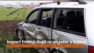 Accident violent la Buzău. O dubiţă 'a zburat' de pe drum, după ce şoferul de la volan a leşinat (VIDEO)