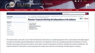 Controversatele legi ale Justiţiei, în vizorul SUA. Reacţia oficialilor români, după mesajul dur de peste ocean