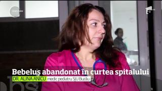 Bebeluș abandonat în curtea spitalului judeţean din Buzău. Micuţul a fost găsit de doi pensionari