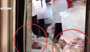 Exclusiv. În cea mai mare hală din Bucureşti, carnea pentru Sărăbători e vândută direct de pe jos, în praful unei lucrări de construcţii