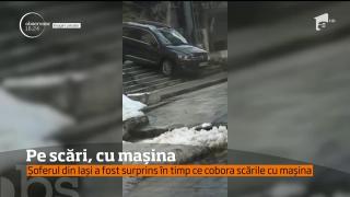 Scări coborâte cu mașina. S-a întâmplat în centrul Iașului