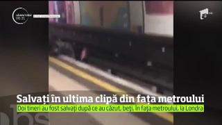 Doi tineri în stare de ebrietate, la un pas să fie călcaţi de metrou, într-o staţie din Londra