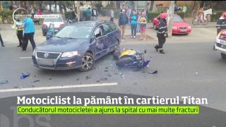 Un motociclist a fost rănit grav în cartierul Titan, după ce un şofer i-a tăiat calea