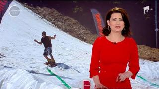 Turiştii care au petrecut Paştele la munte s-au simţit ca la mare. În costume de baie şi pe schiuri, şi-au testat abilităţile pe o pârtie cu piscină!