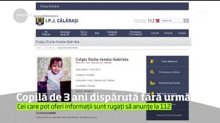 E alertă în judeţul Călăraşi după ce o copilă de doar 3 ani a dispărut din Olteniţa