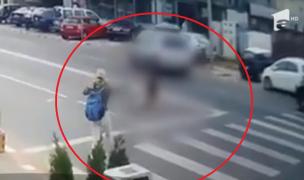 Profesoară spulberată pe trecere, în faţa şcolii, de un șofer de 74 de ani. N-ar fi văzut-o la timp (Video)