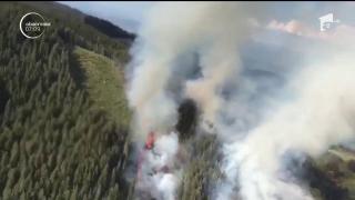 E alertă de incendiu în zona Vama Braşov. 5 hectare de vegetaţie uscată din Munţii Ciucaş au fost cuprinse de flăcări