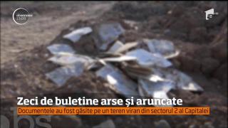 Zeci de buletine arse și aruncate. Documentele au fost găsite pe un teren viran din sectorul 2 al Capitalei